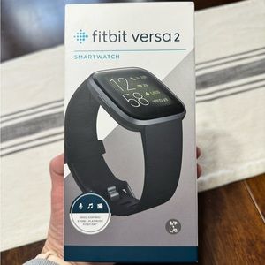 FITBIT Versa 2 Black Elastomer Strap Touchscreen Smart Watch, NEW!!